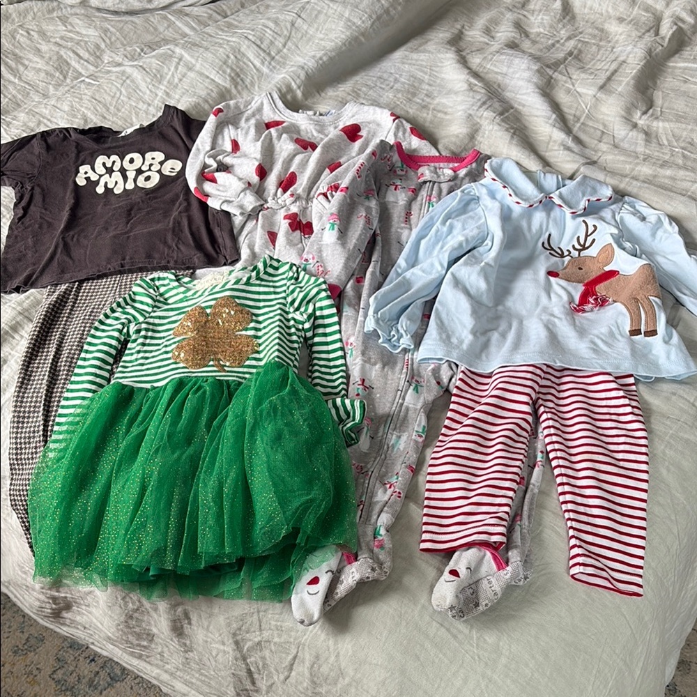 2T 7pc Festive Toddler Girls Clothing Set Multiple Brands